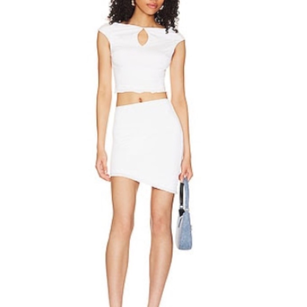 Superdown Revolve Women’s Elanora White Skirt Set Asymmetrical Skirt Small
